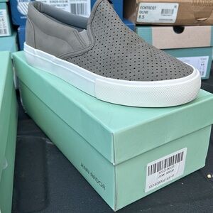 Jenn Ardor Women’s Gray Perforated Slip-On Sneakers